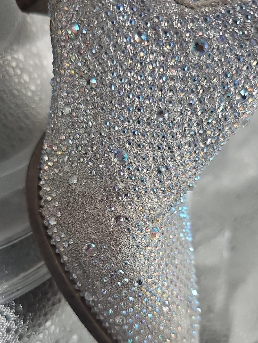 J Girls Silver Size 2 Rhinestone Glitzy Bling Western Boots - Picture 3 of 8